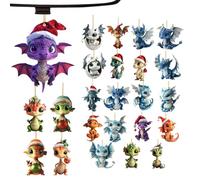 Dragon with Pendants | 24 Days Countdown to the Holidays with 2D Acrylic Dragons Charms | Perfect Christmas Tree Decoration, Car