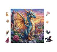 Dragon with Rainbow Wings 100 Piece Pack Classic Jigsaw Puzzle Couple Puzzle Partners Ultra Difficult Wall Decor Easter New Year Creativity & Gift Giving 28x28cm