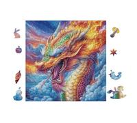 Dragon with Rainbow Wings 100 Piece Premium Jigsaw Puzzle For Men Educational Decompression Adults Anxiety Memory Care Mothers Valentines Creativity Gift Giving 28x28cm