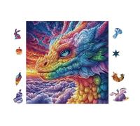 Dragon with Rainbow Wings 100 Pieces Set Classic Jigsaw Puzzle Couple Puzzle Partners Mind Relaxation Wall Decor Easter New Year Creativity & Gift Giving 28x28cm