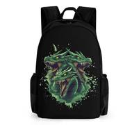 Dragon with Three Heads Casual Laptop Backpack with Side Pockets Large Capacity Travel Rucksack Lightweight Computer Bag