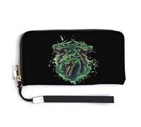 Dragon with Three Heads Leather Large Capacity Wallet with Wrist Strap Credit Card Holder Wallets Travel Purse Handbags