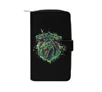 Dragon with Three Heads Leather Men's Multifunctional Wallet with Card Slots Large Capacity Coin Purse Travel Zipper Wallets