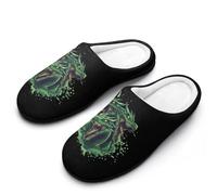 Dragon with Three Heads Men's Soft Cotton Slippers with Memory Foam Anti-skid House Shoes for Travel Indoor Outdoor