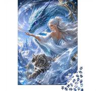 Dragon Woman Snow 1000 Piece Mini Jigsaw Puzzle For Adults Gift Idea | 38x26cm Cardboard Puzzle Lovers Mind Relaxation Puzzle Assembly Birthday Gift Home Decor
