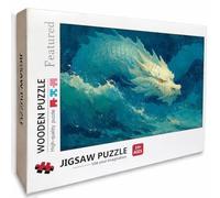 Dragon Wooden Jigsaw Puzzles 48x32in, Blue Jigsaw Puzzles 3000 Pieces for Adults with Box, Back Lettering Easy to Distinguish, Educational Challenging Game, Summer Decoration, Beautiful Gifts, E-3652