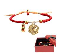 Dragon Year Bracelet Red String Adjustable Drawstring Fortunate Pendant