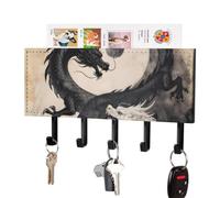 Dragon Yin Yang for Hotel Spa Wall Mounted Key Hook | Decorative Key Hanger With 5 Hooks Multifunctional Wall Mounted Key Hook For Entrance Hallway Home Decor 7.1 x 4.3 Inches