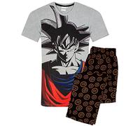 Dragonball Z Pyjamas For Mens | Goku Character Short Sleeve Grey T-Shirt With Short OR Long Leg Options | Anime Merchandise Large