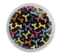 DragonBtu 4 Pack Colored Dog Bones Round Cabinet Knobs Kitchen Cupboard Knob White Drawer Pulls Dresser Handle with Screws Furniture Decoration 1.37"