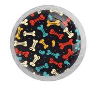 DragonBtu 4 Pack Dog Bones Color Round Cabinet Knobs Kitchen Cupboard Knob White Drawer Pulls Dresser Handle with Screws Furniture Decoration 1.37"