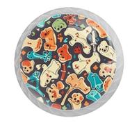 DragonBtu 4 Pack Dog Bones Comics Round Cabinet Knobs Kitchen Cupboard Knob White Drawer Pulls Dresser Handle with Screws Furniture Decoration 1.37"