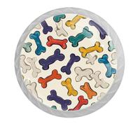 DragonBtu 4 Pack Dog Bones Round Cabinet Knobs Kitchen Cupboard Knob White Drawer Pulls Dresser Handle with Screws Furniture Decoration 1.37"