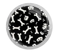 DragonBtu 4 Pack Dog Bones White Round Cabinet Knobs Kitchen Cupboard Knob White Drawer Pulls Dresser Handle with Screws Furniture Decoration 1.37"