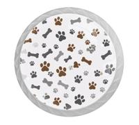 DragonBtu 4 Pack Dogs Paws Bones Round Cabinet Knobs Kitchen Cupboard Knob White Drawer Pulls Dresser Handle with Screws Furniture Decoration 1.37"