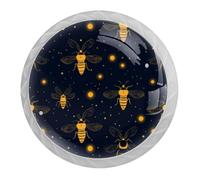 DragonBtu 4 Pack Fireflies Cartoon Round Cabinet Knobs Kitchen Cupboard Knob White Drawer Pulls Dresser Handle with Screws Furniture Decoration 1.37"