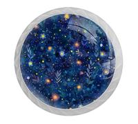 DragonBtu 4 Pack Fireflies Plants Glow Round Cabinet Knobs Kitchen Cupboard Knob White Drawer Pulls Dresser Handle with Screws Furniture Decoration 1.37"