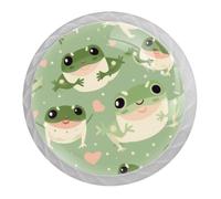 DragonBtu 4 Pack Funny Frog with Heart Round Cabinet Knobs Kitchen Cupboard Knob White Drawer Pulls Dresser Handle with Screws Furniture Decoration 1.37"