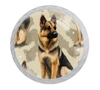 DragonBtu 4 Pack German Shepherd Round Cabinet Knobs Kitchen Cupboard Knob White Drawer Pulls Dresser Handle with Screws Furniture Decoration 1.37"