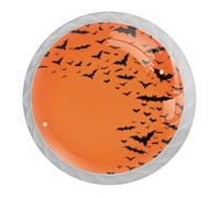 DragonBtu 4 Pack Halloween Bats Round Cabinet Knobs Kitchen Cupboard Knob White Drawer Pulls Dresser Handle with Screws Furniture Decoration 1.37"