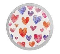 DragonBtu 4 Pack Heart Painting Round Cabinet Knobs Kitchen Cupboard Knob White Drawer Pulls Dresser Handle with Screws Furniture Decoration 1.37"