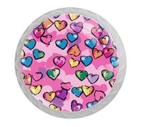 DragonBtu 4 Pack Love Heart Colorful Round Cabinet Knobs Kitchen Cupboard Knob White Drawer Pulls Dresser Handle with Screws Furniture Decoration 1.37"