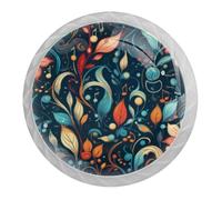 DragonBtu 4 Pack Music Notes Abstract Pattern Round Cabinet Knobs Kitchen Cupboard Knob White Drawer Pulls Dresser Handle with Screws Furniture Decoration 1.37"