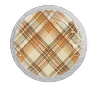 DragonBtu 4 Pack Plaid Pattern Beige Round Cabinet Knobs Kitchen Cupboard Knob White Drawer Pulls Dresser Handle with Screws Furniture Decoration 1.37"