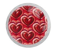 DragonBtu 4 Pack Red Heart Round Cabinet Knobs Kitchen Cupboard Knob White Drawer Pulls Dresser Handle with Screws Furniture Decoration 1.37"