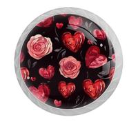 DragonBtu 4 Pack Rose Heart Round Cabinet Knobs Kitchen Cupboard Knob White Drawer Pulls Dresser Handle with Screws Furniture Decoration 1.37"