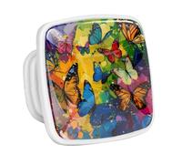 DragonBtu 4 Pack Square Cabinet Handle Cupboard Glowing in the Dark Drawer Pulls Handle Abstract Colorful Butterfly Drawer Knobs with Screws Furniture Decor