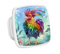 DragonBtu 4 Pack Square Cabinet Handle Cupboard Glowing in the Dark Drawer Pulls Handle Abstract Rooster Drawer Knobs with Screws Furniture Decor