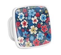 DragonBtu 4 Pack Square Cabinet Handle Cupboard Glowing in the Dark Drawer Pulls Handle Art Flowers Drawer Knobs with Screws Furniture Decor