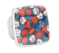 DragonBtu 4 Pack Square Cabinet Handle Cupboard Glowing in the Dark Drawer Pulls Handle Baseball Ball Background Drawer Knobs with Screws Furniture Decor