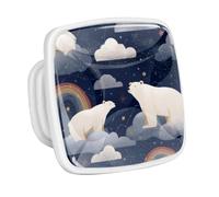 DragonBtu 4 Pack Square Cabinet Handle Cupboard Glowing in the Dark Drawer Pulls Handle Bear and Rainbow Drawer Knobs with Screws Furniture Decor