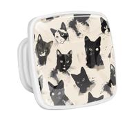 DragonBtu 4 Pack Square Cabinet Handle Cupboard Glowing in the Dark Drawer Pulls Handle Black Cats Drawer Knobs with Screws Furniture Decor