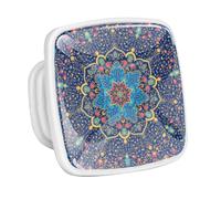 DragonBtu 4 Pack Square Cabinet Handle Cupboard Glowing in the Dark Drawer Pulls Handle Blue Mandala Drawer Knobs with Screws Furniture Decor