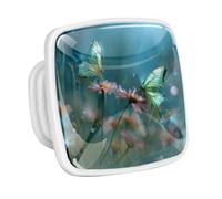 DragonBtu 4 Pack Square Cabinet Handle Cupboard Glowing in the Dark Drawer Pulls Handle Butterfly on a Flower Drawer Knobs with Screws Furniture Decor