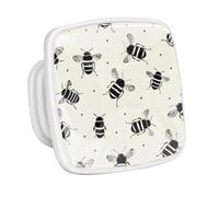 DragonBtu 4 Pack Square Cabinet Handle Cupboard Glowing in the Dark Drawer Pulls Handle Cartoon Cute Little Bees Drawer Knobs with Screws Furniture Decor