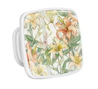 DragonBtu 4 Pack Square Cabinet Handle Cupboard Glowing in the Dark Drawer Pulls Handle Cartoon Lilies Drawer Knobs with Screws Furniture Decor