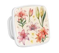 DragonBtu 4 Pack Square Cabinet Handle Cupboard Glowing in the Dark Drawer Pulls Handle Cartoon Watercolor Lilies Drawer Knobs with Screws Furniture Decor