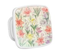 DragonBtu 4 Pack Square Cabinet Handle Cupboard Glowing in the Dark Drawer Pulls Handle Cartoon Watercolor Lilies Drawer Knobs with Screws Furniture Decor