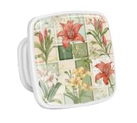 DragonBtu 4 Pack Square Cabinet Handle Cupboard Glowing in the Dark Drawer Pulls Handle Cartoon Watercolor Lilies Drawer Knobs with Screws Furniture Decor