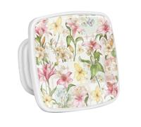 DragonBtu 4 Pack Square Cabinet Handle Cupboard Glowing in the Dark Drawer Pulls Handle Cartoon Watercolor Lilies Drawer Knobs with Screws Furniture Decor