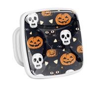 DragonBtu 4 Pack Square Cabinet Handle Cupboard Glowing in the Dark Drawer Pulls Handle Cat Halloween Skull Pumpkin Drawer Knobs with Screws Furniture Decor