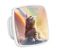 DragonBtu 4 Pack Square Cabinet Handle Cupboard Glowing in the Dark Drawer Pulls Handle Cat Rainbow Drawer Knobs with Screws Furniture Decor