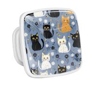 DragonBtu 4 Pack Square Cabinet Handle Cupboard Glowing in the Dark Drawer Pulls Handle Cats and Daisies Drawer Knobs with Screws Furniture Decor