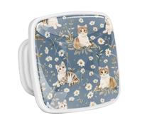 DragonBtu 4 Pack Square Cabinet Handle Cupboard Glowing in the Dark Drawer Pulls Handle Cats Daisies Drawer Knobs with Screws Furniture Decor