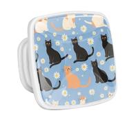 DragonBtu 4 Pack Square Cabinet Handle Cupboard Glowing in the Dark Drawer Pulls Handle Cats Daisy Drawer Knobs with Screws Furniture Decor