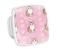 DragonBtu 4 Pack Square Cabinet Handle Cupboard Glowing in the Dark Drawer Pulls Handle Cats Daisy Flower Drawer Knobs with Screws Furniture Decor